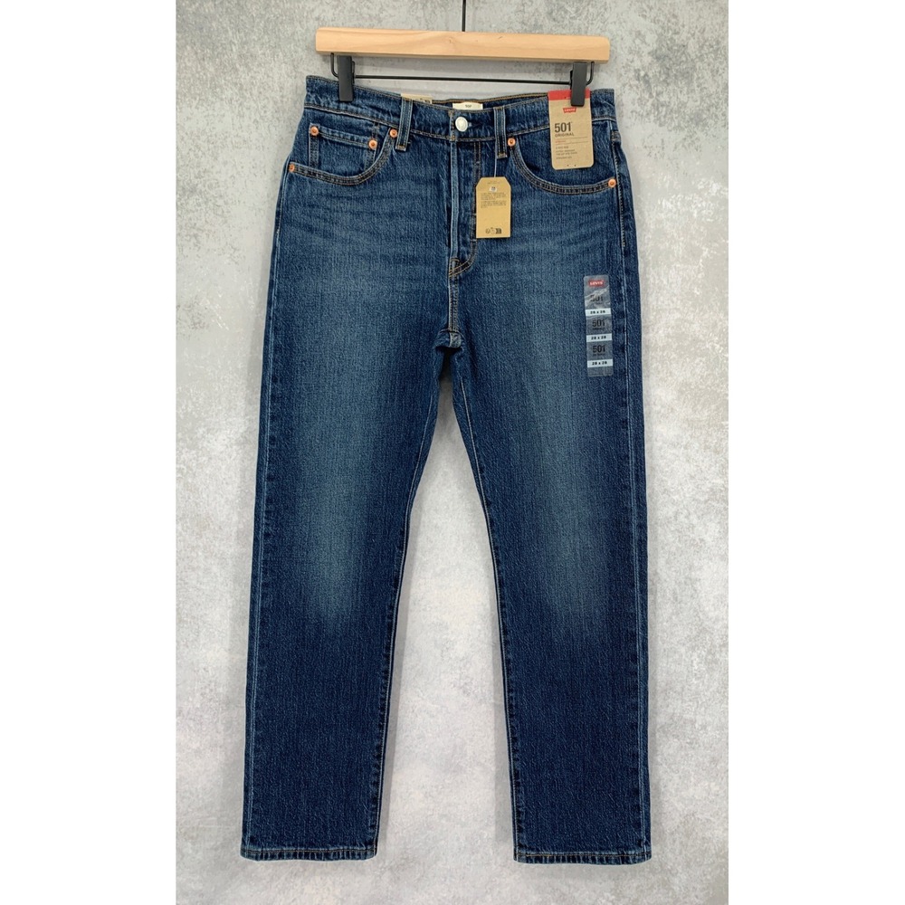 Levis 501 Jeans Womens 28x28 Blue Button Fly Straight Leg Denim Pants NEW